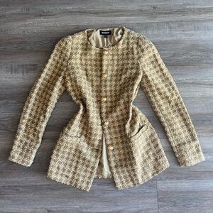 Express Elegant Tan Tweed Metallic Blazer